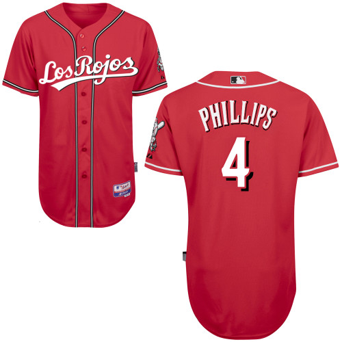 Brandon Phillips #4 Youth Baseball Jersey-Cincinnati Reds Authentic Los Rojos Cool Base MLB Jersey